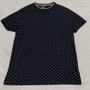 Craft Flow Shirt Mens Medium Blue Navy Modern Geometric Bird Dots Print Knitwear